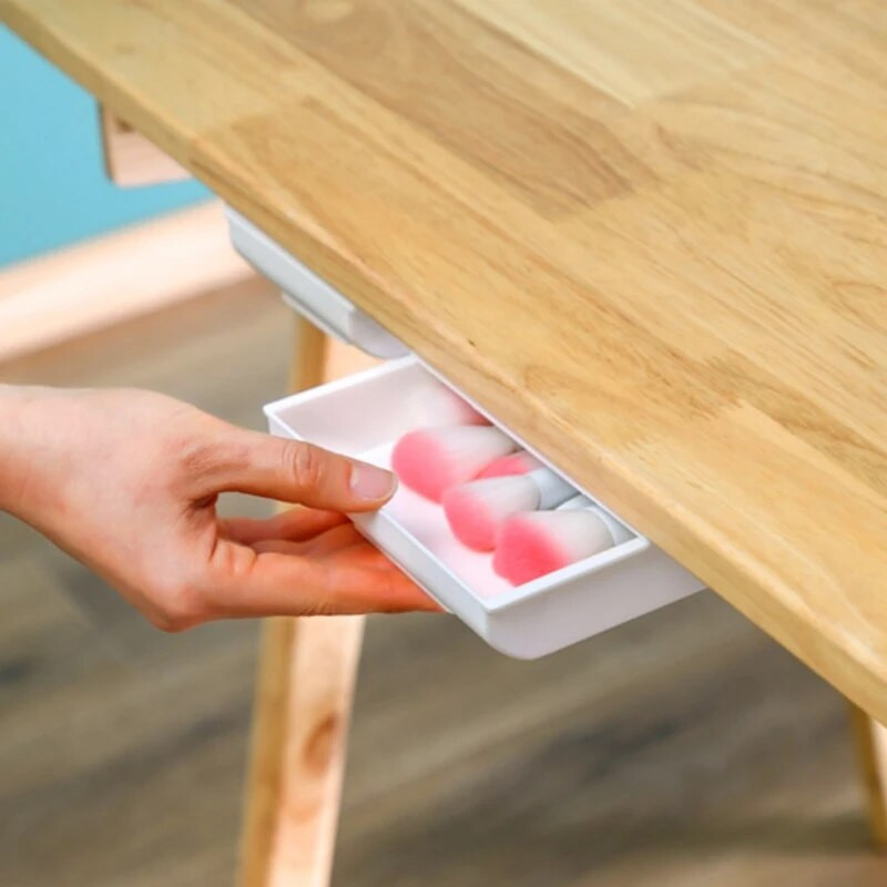 Cutie de depozitare sub birou Sertar de depozitare autoadeziv pentru partea inferioară a biroului Articole de scris creative Carcasă de finisare Cuțit Furculiță Organizatori de bucătărie