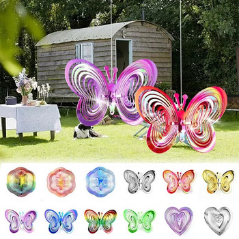 3D пеперуда за прогонване на птици Спиннер Вятърни камбанки Висящи декорации Светлоотразяващо плашило Висящо украшение Градинска декорация на открито