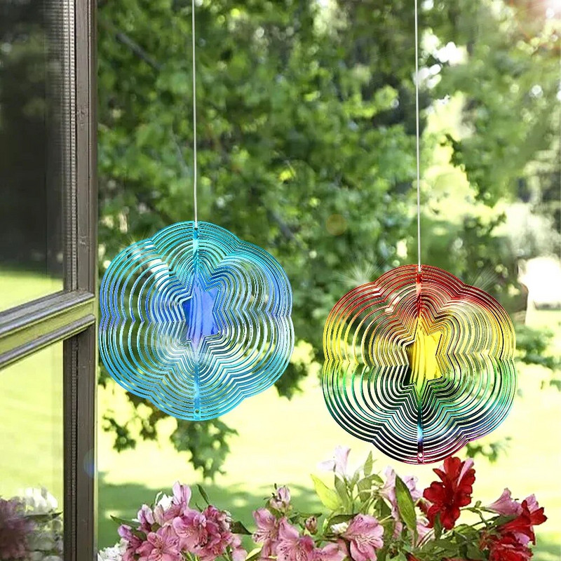 3D drugelis paukščių atbaidymo suktukas vėjo varpeliai kabantys papuošimai šviesą atspindintis gąsdinimo kabantis ornamentas lauko sodo puošmena