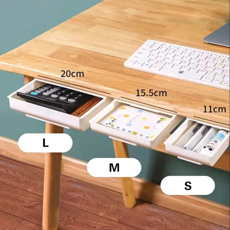 Self stick sub sertar de birou Tavă pentru creion acasă școală bucătărie birou cutie de depozitare machiaj haine dulap organizator sertar de masă