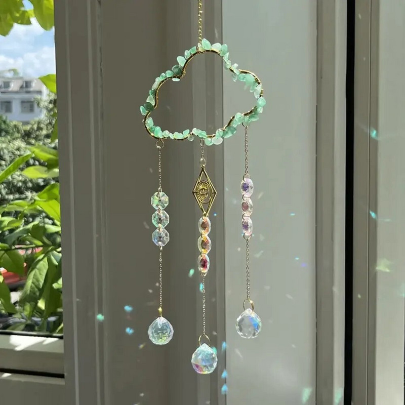 k9 Crystal Suncatcher Privjesak u obliku oblaka s prizmom od prirodnog kamena Rainbow Maker Sun Catcher Kućni umjetnički obrt Viseći vanjski dekor