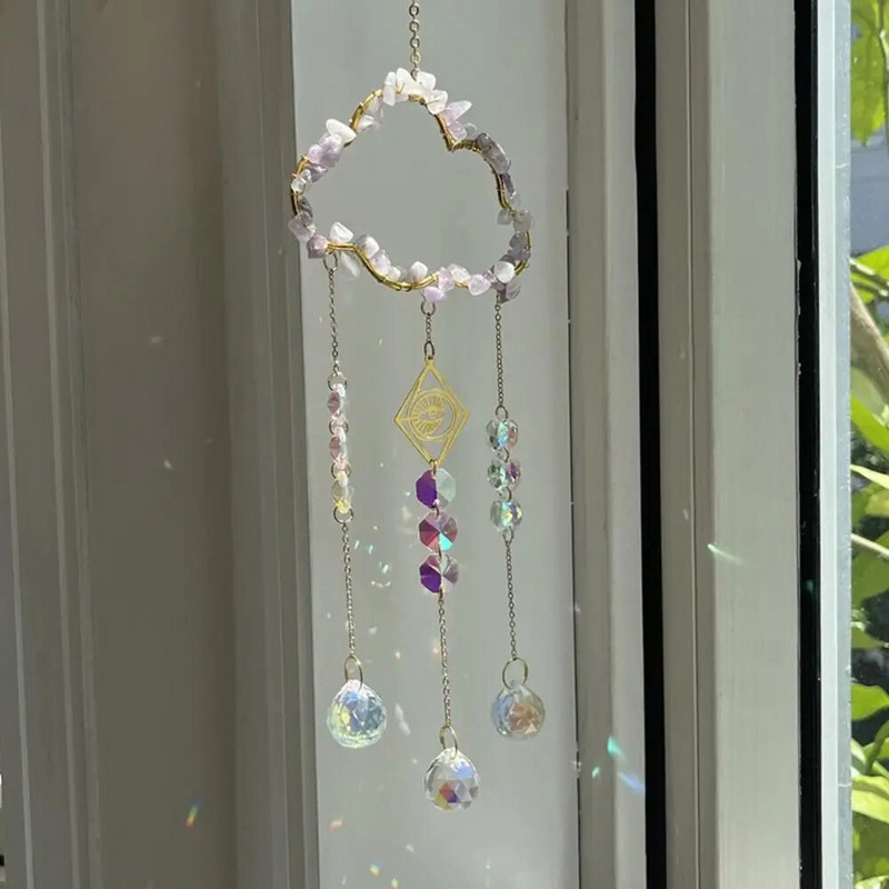 k9 Crystal Suncatcher Privjesak u obliku oblaka s prizmom od prirodnog kamena Rainbow Maker Sun Catcher Kućni umjetnički obrt Viseći vanjski dekor