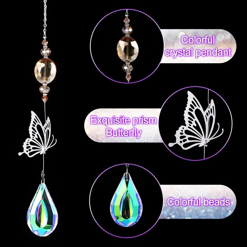 Κρεμαστές πεταλούδες Suncatchers Κρεμαστά διακοσμητικά Γοητευτικά κρεμαστά στολίδια Suncatcher για διακόσμηση κήπου γραφείου σπιτιού