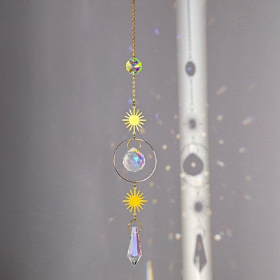 Hvatač sunca Wind Chime Privjesci Viseći kristalni Wind Chimes Mjesečeva zvijezda Vitraji Hvatač sunca Vrtna dekoracija na otvorenom