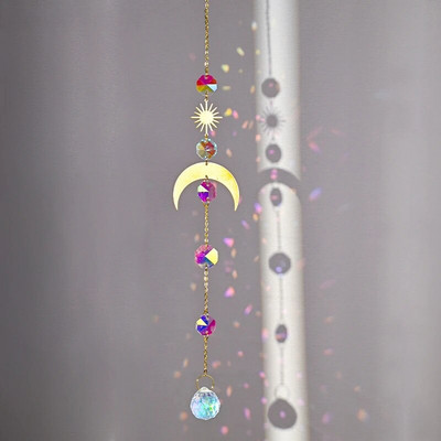 Hvatač sunca Wind Chime Privjesci Viseći kristalni Wind Chimes Mjesečeva zvijezda Vitraji Hvatač sunca Vrtna dekoracija na otvorenom