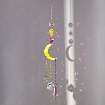 Hvatač sunca Wind Chime Privjesci Viseći kristalni Wind Chimes Mjesečeva zvijezda Vitraji Hvatač sunca Vrtna dekoracija na otvorenom