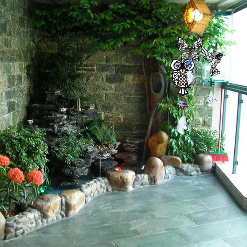 Krištolinis sodas drugelių kolibrių pelėdų eglutėje kabančio papuošalo vėjo varpeliams, skirtas P15F