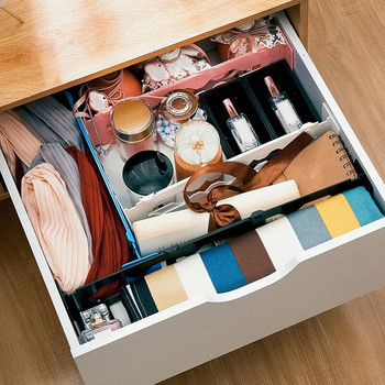 Регулируеми разделители за чекмеджета Органайзер Разделител за съхранение на грим за дрехи на скрин Кутия за бюро в банята Спалня Кухня