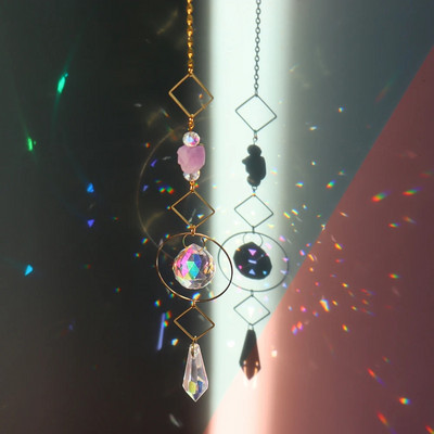 Kristalne sunčane prizme Wind Chime Mjesečeva zvijezda Viseći hvatači sunca Wind Chimes Rainbow Chaser Prozor Vjenčane zavjese Viseća dekoracija