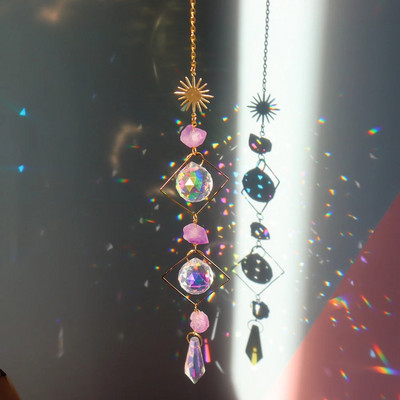 Kristalne sunčane prizme Wind Chime Mjesečeva zvijezda Viseći hvatači sunca Wind Chimes Rainbow Chaser Prozor Vjenčane zavjese Viseća dekoracija
