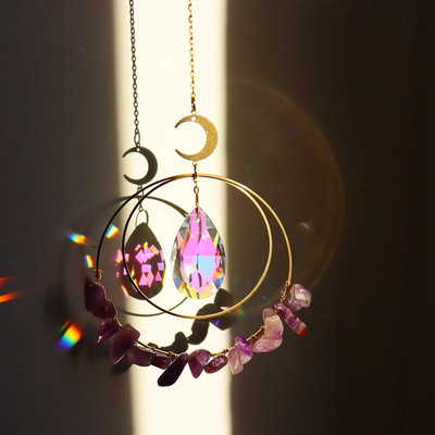 Kristalne sunčane prizme Wind Chime Mjesečeva zvijezda Viseći hvatači sunca Wind Chimes Rainbow Chaser Prozor Vjenčane zavjese Viseća dekoracija