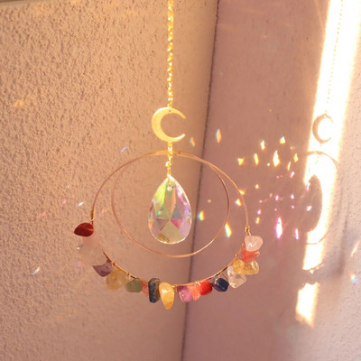 Kristalne sunčane prizme Wind Chime Mjesečeva zvijezda Viseći hvatači sunca Wind Chimes Rainbow Chaser Prozor Vjenčane zavjese Viseća dekoracija