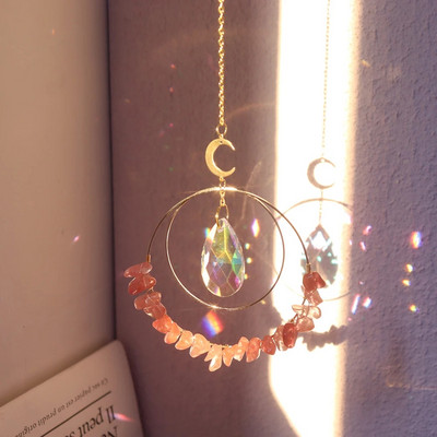 Kristalne sunčane prizme Wind Chime Mjesečeva zvijezda Viseći hvatači sunca Wind Chimes Rainbow Chaser Prozor Vjenčane zavjese Viseća dekoracija