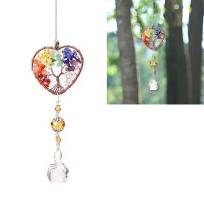 Saulės gaudyklės Kabantys krištolinis gyvybės medis akmens karoliukai prizmė pakabukas amatų vėjo varpeliai langas namų sodo dekoravimas ловец солнца
