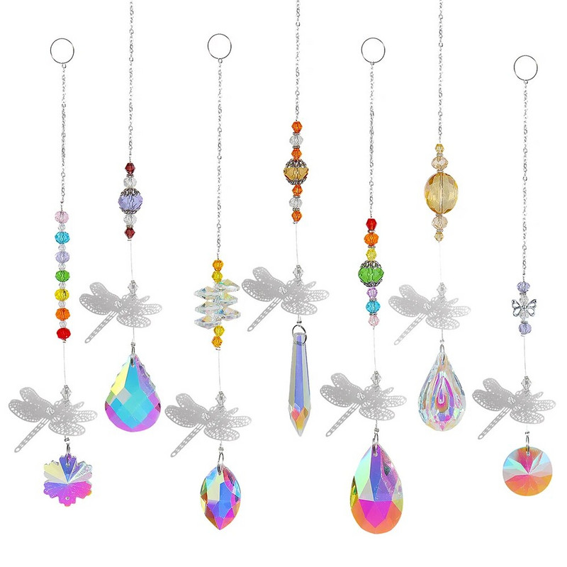 Saulės gaudyklės Kabantys krištolinis gyvybės medis akmens karoliukai prizmė pakabukas amatų vėjo varpeliai langas namų sodo dekoravimas ловец солнца