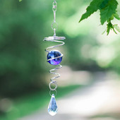 Clopoței de vânt în spirală din oțel inoxidabil Minge de cristal Pandantive Cârlig rotativ Acasă Pepinieră Grădină Decor pentru agățat de perete
