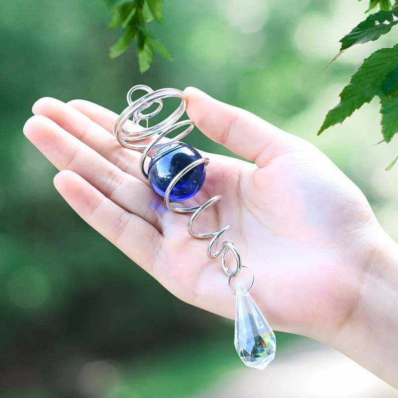 Roostevabast terasest spiraaltuulekellad Kristallkuuli tuulekeerri ripatsid Pöörlev konks Kodu Lasteaed Aed Aed Seinarippkaunistus