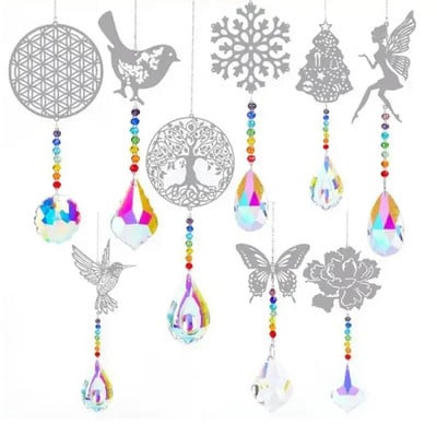 Crystal Sunce Moon Catcher Celestial Rainbow Maker Auto Prizma Prozor Viseći Ručno izrađeni kućni luster Dekor Wind Chime Privjesak Poklon