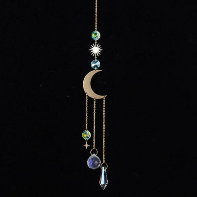 Catcher de soare de cristal Pandantiv Soare și Lună Curcubeu Chaser Prismă de sticlă Fereastră în aer liber Decorare pentru grădină de casă Agățat mașină 2023 Nou