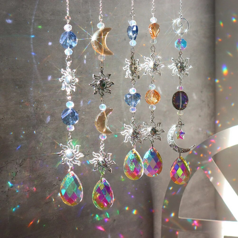 „Crystal Light“ kolekcijos pakabukas, patvarus kabantis saulės šviesos gaudyklė, krištolinis atspindintis papuošalų langas, lauko sodo puošmena