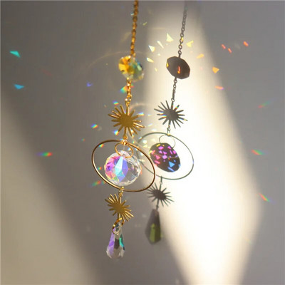 Moon, Star, Crystal Sun Catcher Garden Light Collection Bijuterii suspendate Prism Pandantiv Garden Wind Chime