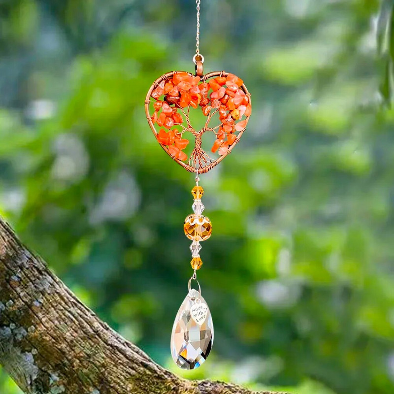 1tk Armastussüda Elupuu Kabala Kvarts Prisma Klaaskristallripats Ahhaat Tšakrad Energiakivi Meditatsioon DIY Aed Rippus