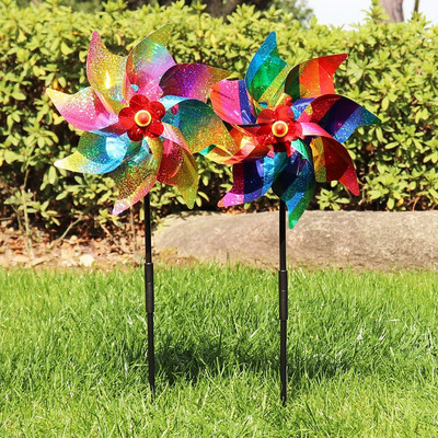 Плодова градина Светлоотразителни вятърни мелници Деца Детски играчки Ветровъртач за плашещи птици Лесна инсталация за външна градина Тревна площ Двор