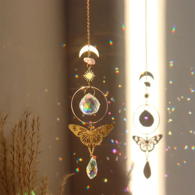 Catcher de soare Crystal Suncatcher Pandantive de vânt Prisme de sticlă agățate Producător de curcubeu Prinderea luminii pentru decorațiuni de grădină pentru ferestre
