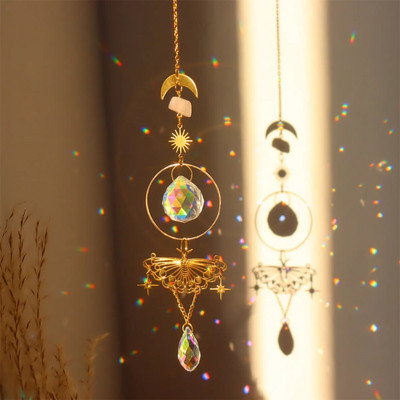 Catcher de soare Crystal Suncatcher Pandantive de vânt Prisme de sticlă agățate Producător de curcubeu Prinderea luminii pentru decorațiuni de grădină pentru ferestre
