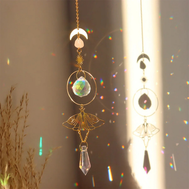 Catcher de soare Crystal Suncatcher Pandantive de vânt Prisme de sticlă agățate Producător de curcubeu Prinderea luminii pentru decorațiuni de grădină pentru ferestre