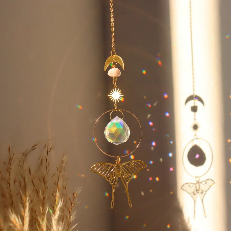 Catcher de soare Crystal Suncatcher Pandantive de vânt Prisme de sticlă agățate Producător de curcubeu Prinderea luminii pentru decorațiuni de grădină pentru ferestre