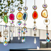 Suncatcher Kristalna kugla Umjetni ahat Sirovi kamen Dugina prizma Vanjski Viseći vjetar Privjesak Prozor Automobilski šarm Vrtni ukras
