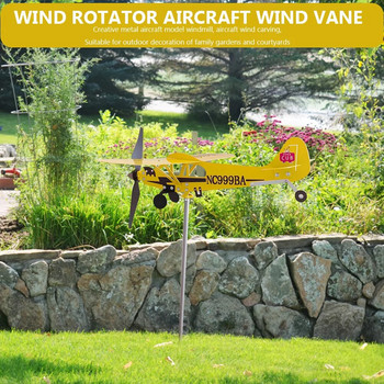 3D Cub Wind Spinner Plane Piper J3 Метален самолет Флюгер Външен покрив Индикатор за посоката на вятъра Флюгер Градински декор