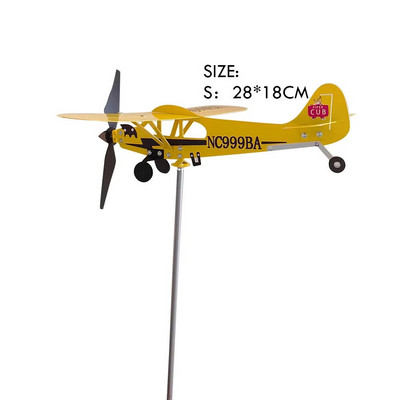 3D Cub Wind Spinner Avion Piper J3 Metal Avion Giruruță Acoperiș în aer liber Indicator de direcție a vântului Girură Decor de grădină