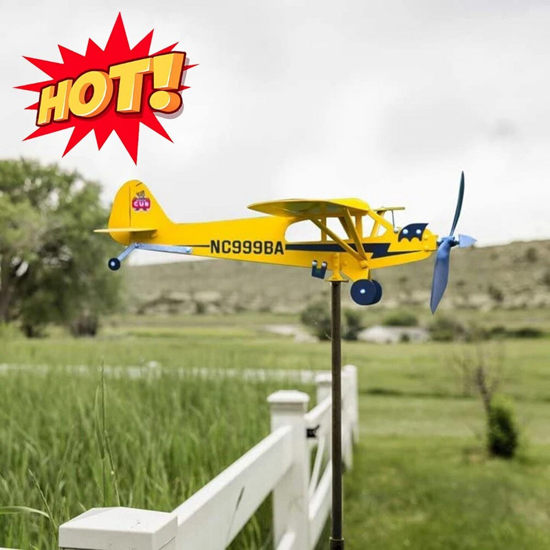 3D Cub vėjo suktukas Piper J3 metalinis lėktuvas vėtrungė lauko stogo vėjo krypties indikatorius vėtrungės sodo dekoras