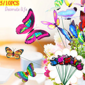 5/10 vnt. Sodo drugelių dekoravimo kuoliukai Dekoratyviniai kiemo reikmenys Spalvingi kiemo papuošalai lauko vandeniui atsparūs drugelių kuoliukai