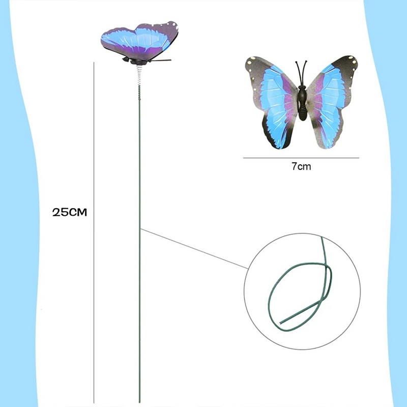 5/10 vnt. Sodo drugelių dekoravimo kuoliukai Dekoratyviniai kiemo reikmenys Spalvingi kiemo papuošalai lauko vandeniui atsparūs drugelių kuoliukai
