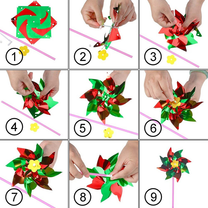 50 tk linnutõrjepink, segavärviline helkur, sädelev linnutõrje, tuuleveski kaitse aiataimede lilledega murukaunistus