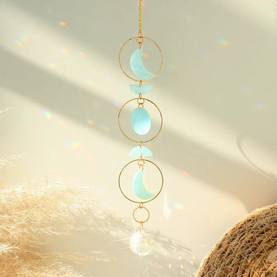 Suncatcher Crystal Rainbow Moon Sun Catcher umjetni kristal Viseći privjesak Wind Chimes Kućni vrt Ukrasi za automobile