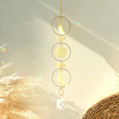 Suncatcher Crystal Rainbow Moon Sun Catcher umjetni kristal Viseći privjesak Wind Chimes Kućni vrt Ukrasi za automobile