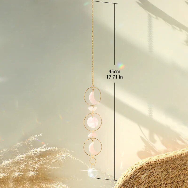 Suncatcher Crystal Rainbow Moon Sun Catcher umjetni kristal Viseći privjesak Wind Chimes Kućni vrt Ukrasi za automobile