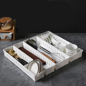 Οργάνωση συρταριών κουζίνας Κουτί αποθήκευσης μαχαιροπήρουνων Ρυθμιζόμενος οργανωτής ντουλαπιών με διαχωριστική σανίδα Κουτί αποθήκευσης σκευών για συρτάρια