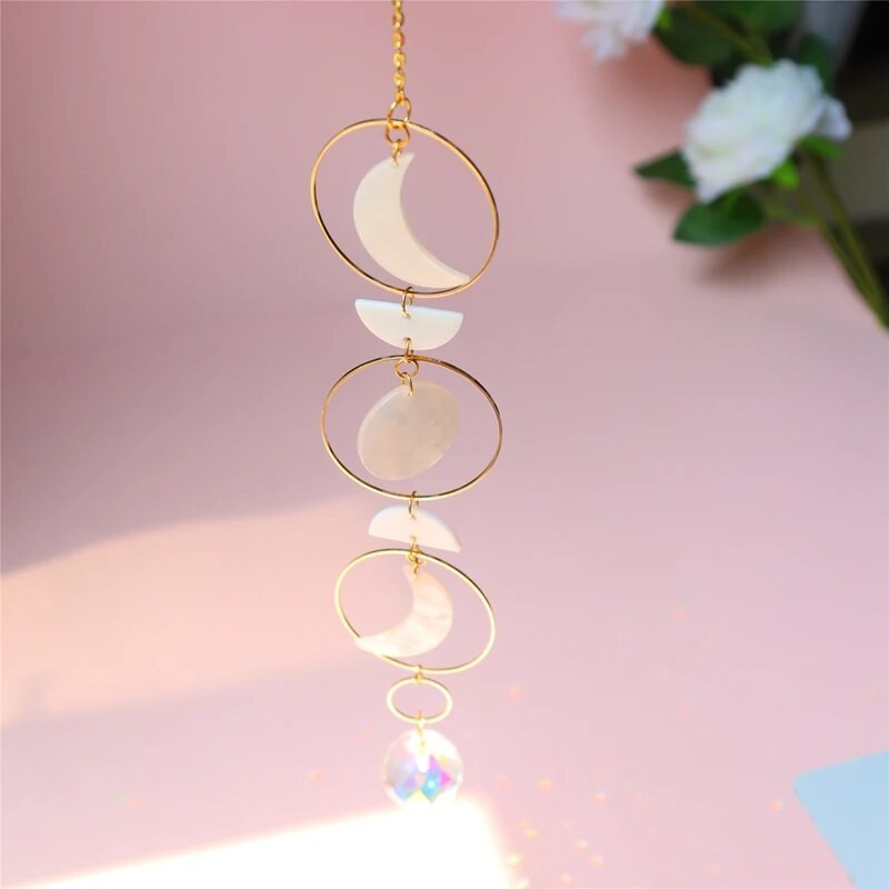 Crystal Suncatcher Moon Light Catcher Rainbow Prism κρεμαστό κρεμαστό παράθυρο Wind Chime Στολίδια Γούρι αυτοκινήτου Διακόσμηση κήπου