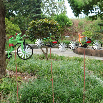 Animal Bike Wind Spinner Cat Puppy Windmill Външна градинска декорация Pinwheel Home Yard Art Decoration Gift