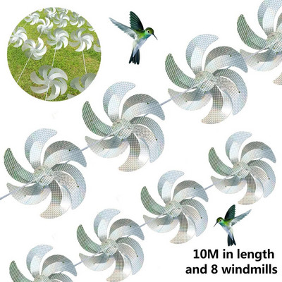 10M anti-păsări cu laser moara de vânt pentru respingere a păsărilor moara de vânt moara de vânt de argint roți reflectorizante pentru sperietoare de păsări și de descurajare pentru conducere