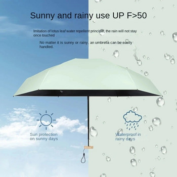 55% отстъпка Мини слънчев чадър Малък джобен чадър за дъжд Винил Сгъваема UV ултравиолетова защита Сенник Джоб Чадър Капсула