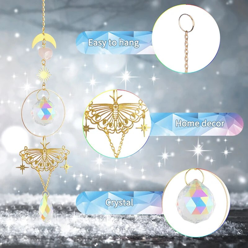 Suncatcher Kristalni dugin marker Prizme Viseći Wind Chime Privjesak Automobilski šarm Dekoracija kućnog vrta Božićni darovi na otvorenom