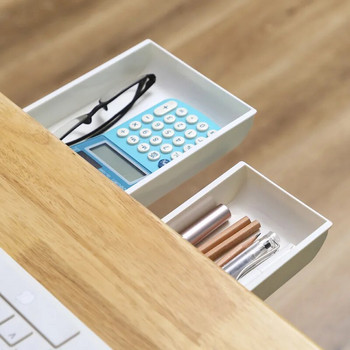 Самозалепваща се поставка за моливи под чекмеджето на бюрото Кутия за съхранение Скрит органайзер за канцеларски материали Поставка за самозалепващ се домашен органайзер за съхранение