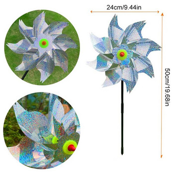 Wind Spinner Reflective Bird Repeller Windmill Garden Διακοσμητικός αντανακλαστικός τροχός καρφίτσας Εξοπλισμός εξωτερικού χώρου που τρομάζει τα πουλιά