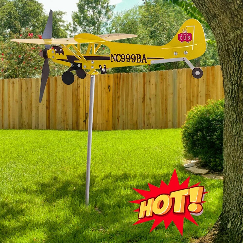 3D Cub vėjo suktukas Piper J3 metalinis lėktuvas vėtrungė lauko stogo vėjo krypties indikatorius vėtrungės sodo dekoras